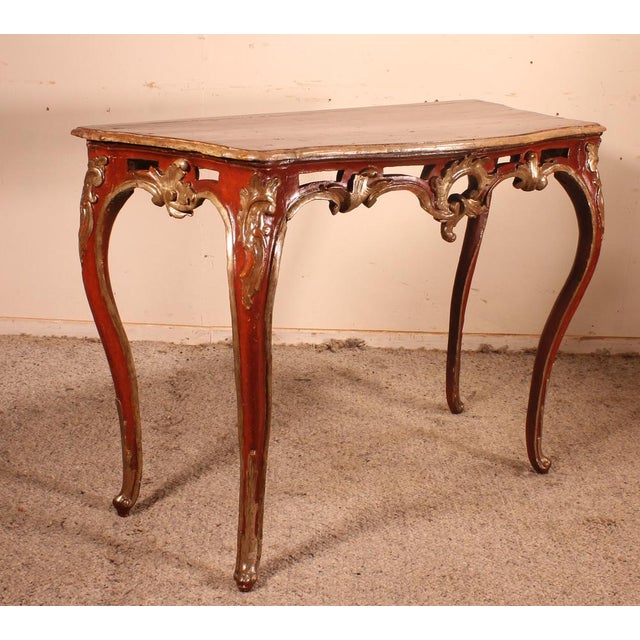 Louis XV Console in Polychrome Wood, Italy For Sale - Image 9 of 15