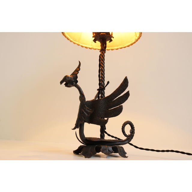 Arts and Crafts Table Lamp in Wrought Iron by Umberto Bellotto, 1910 For Sale - Image 3 of 15