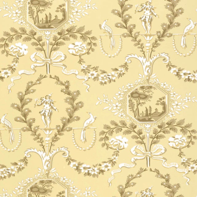 Sample - Schumacher Jester Arabesque Wallpaper in Sunlight For Sale