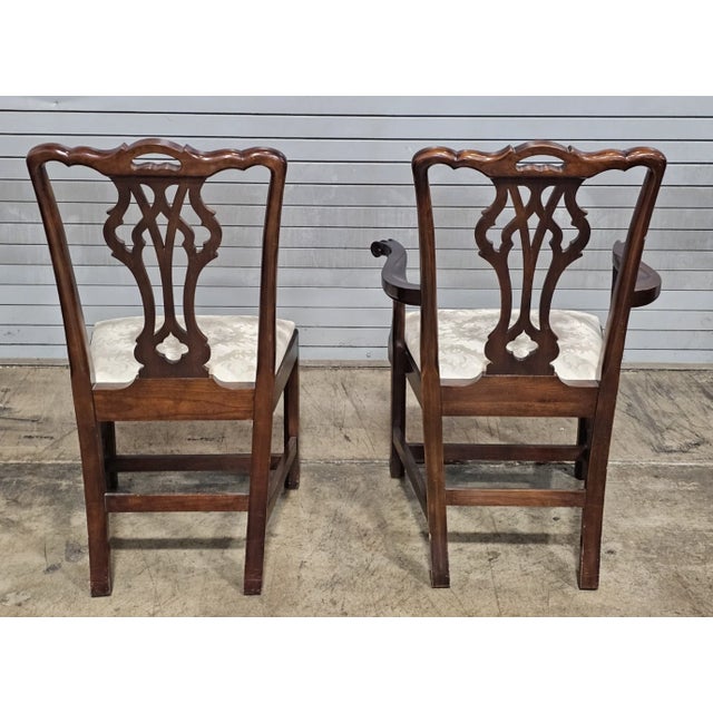 Set of 6 Late 20th Century Statton Chippendale Solid Cherry Dining Chairs Old Towne Maryland Made For Sale - Image 11 of 14