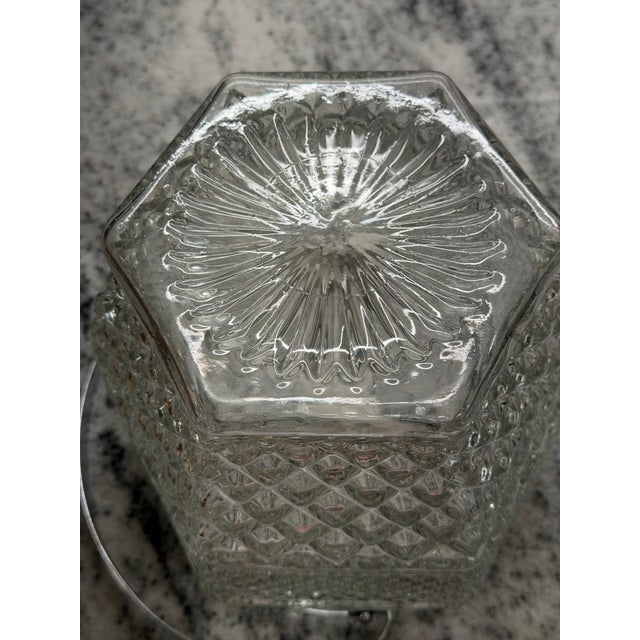Vintage Anchor Hocking Wexford Covered Glass Ice Bucket With Metal Handle For Sale - Image 9 of 9