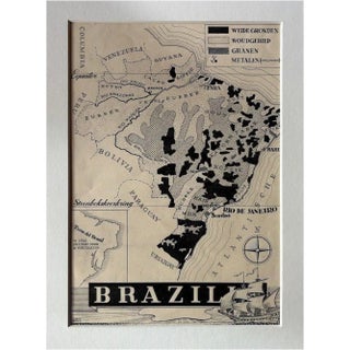 Dutch Map of Brazil by Charles Burki, 1947 For Sale
