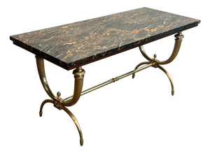 1940s Raymond Subes Neoclassical Style Brass and Marble Coffee Table