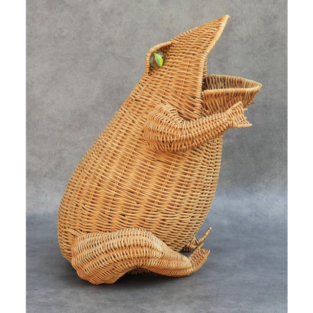 Tan French Wicker Frog Basket by Olivier Cajan, 1970 For Sale - Image 8 of 8