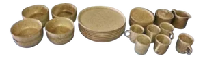 Mid Century Signed Martz Pottery Ceramic Plate Dinnerware 31 Pcs Last Markdown