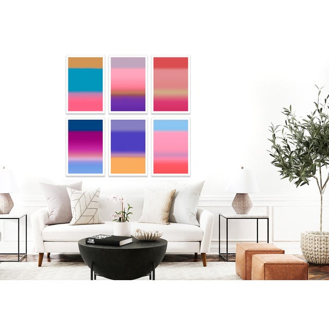 "Summer Skies" 6 piece art print set has beautiful bold hues that blend together from shade to shade. This fine artwork...