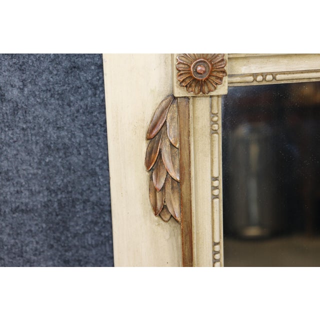 Wood French Louis XVI Style Parcel Painted & Gold Trumeau Mirror For Sale - Image 7 of 8