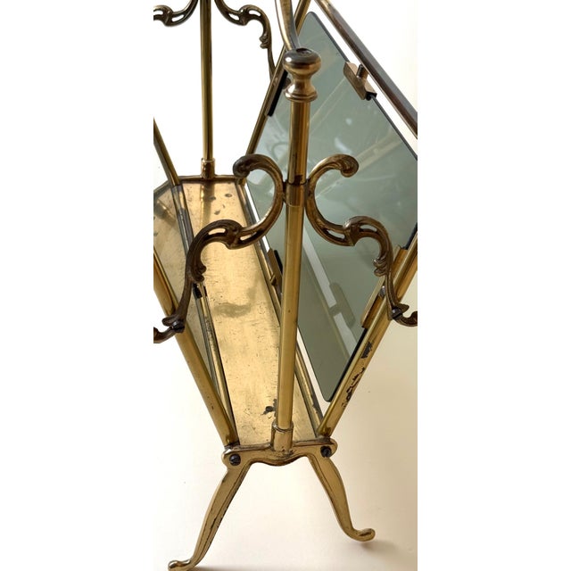 Italian Brass and Smoked Glass Magazine Rack, Italy, 1960s For Sale - Image 9 of 13