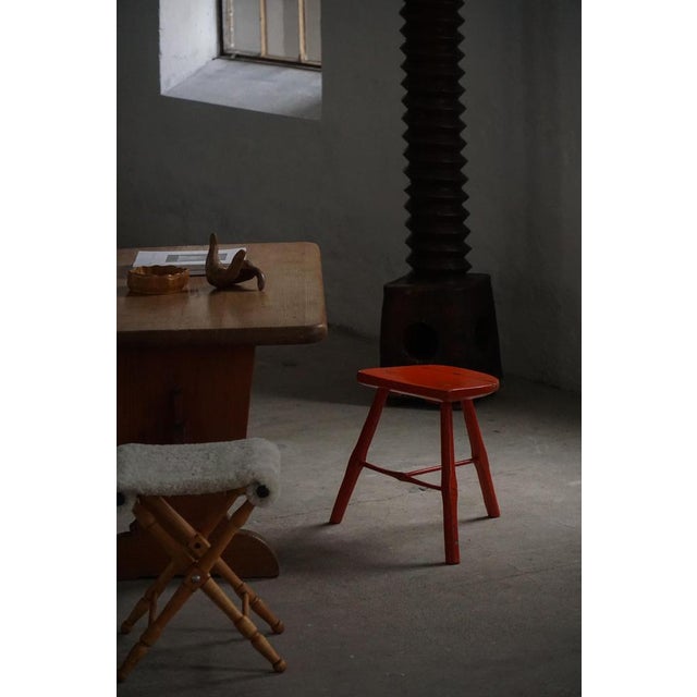 Red Painted Wooden Stools with Splayed Legs, 1950s-1960s, Set of 2 For Sale - Image 16 of 18