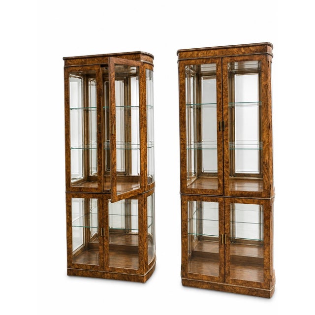 American of Martinsville Vintage 3 Piece American of Martinsville Burl Wood Wall Unit For Sale - Image 4 of 7
