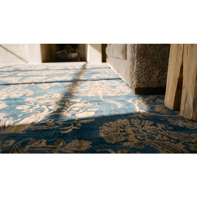Marvelous Blue Color With Great Medallion Design Antique Kirman Lavar Rug For Sale - Image 12 of 13