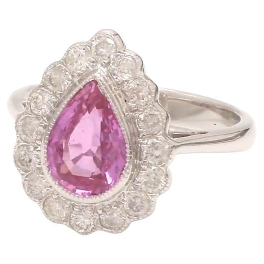 Early 21st Century Natural 1.80 cts pink sapphire & 0.65 cts diamond ring in 18k gold For Sale - Image 5 of 18