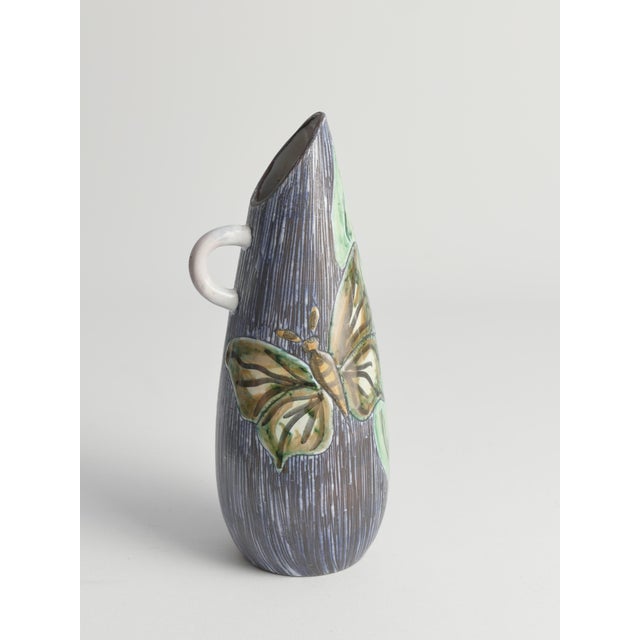 Mid-Century Modern Stoneware Vase with Sgraffito and Butterflies, Sweden, 1950s For Sale - Image 16 of 18