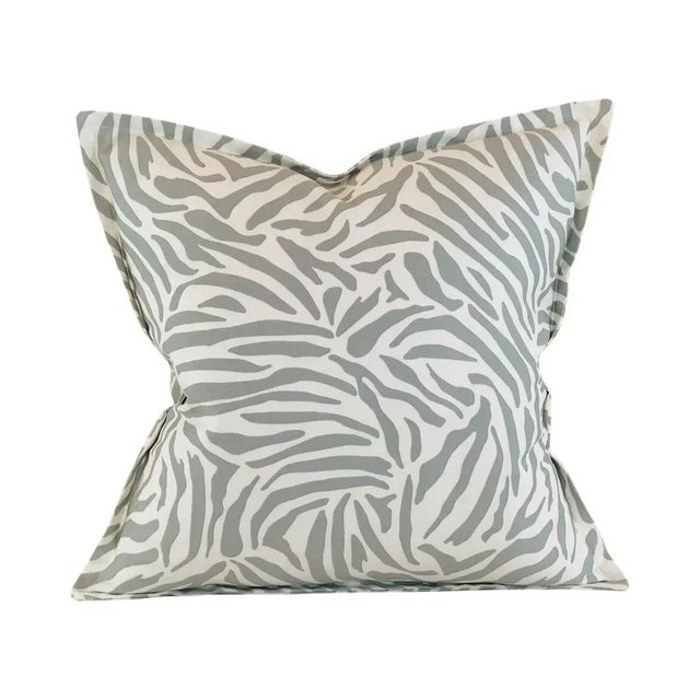 2020s Designer Vicki Payne Free Spirit Gray Ivory Zebra African Safari Animal Print Pillow Covers- 3 Pc Set For Sale - Image 5 of 6