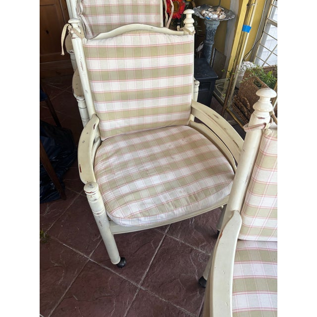 French Country 1990s Set of 4 Ladder Back French Country Roller Chairs For Sale - Image 3 of 11