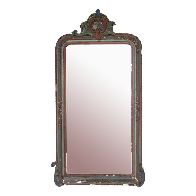 19th Century Belgian Painted Crest Mirror For Sale