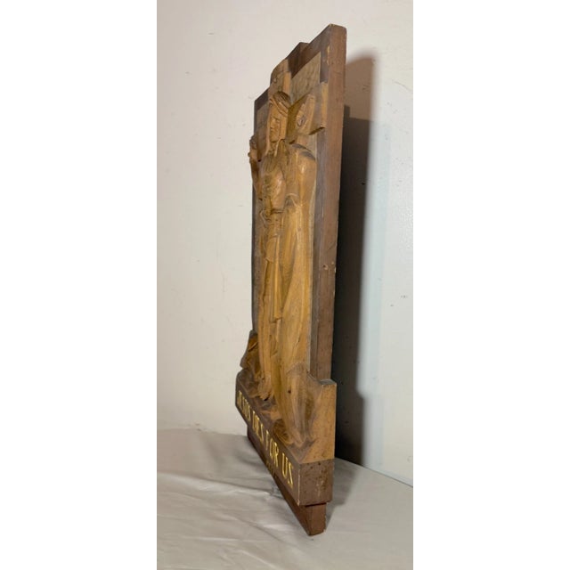 Wood Share Vintage Hand Carved Religious Stations of the Cross Jesus Wall Sculpture Statue For Sale - Image 7 of 13