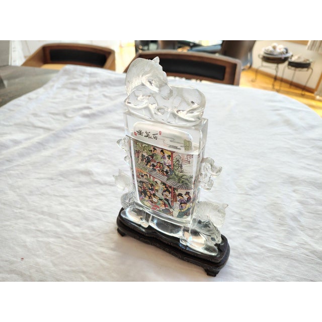 Extraordinary Large 1997 Signed Chinese Inside-Painted Glass Snuff Bottle by Xiao Yu A remarkable statement piece of...