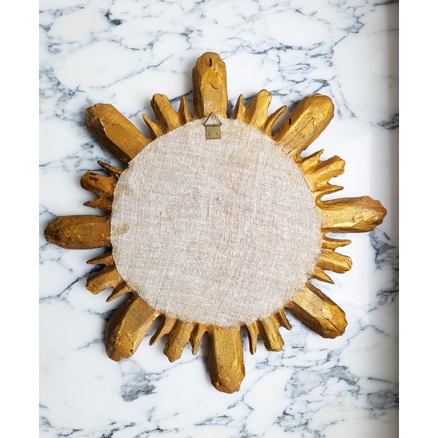 Gold Mid-Century Modern Giltwood Sunburst Mirror, 1960s For Sale - Image 8 of 9