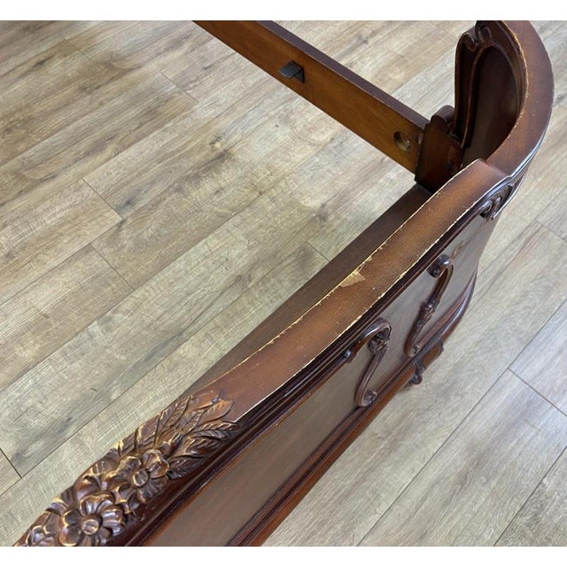 Vintage French Louis XVI King Size Bed Frame with Carved Headboard For Sale - Image 13 of 18