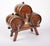 A rare, charming Edwardian Triple Liqueur Dispenser (c. 1900). Features three small oak barrels mounted on a trestle...
