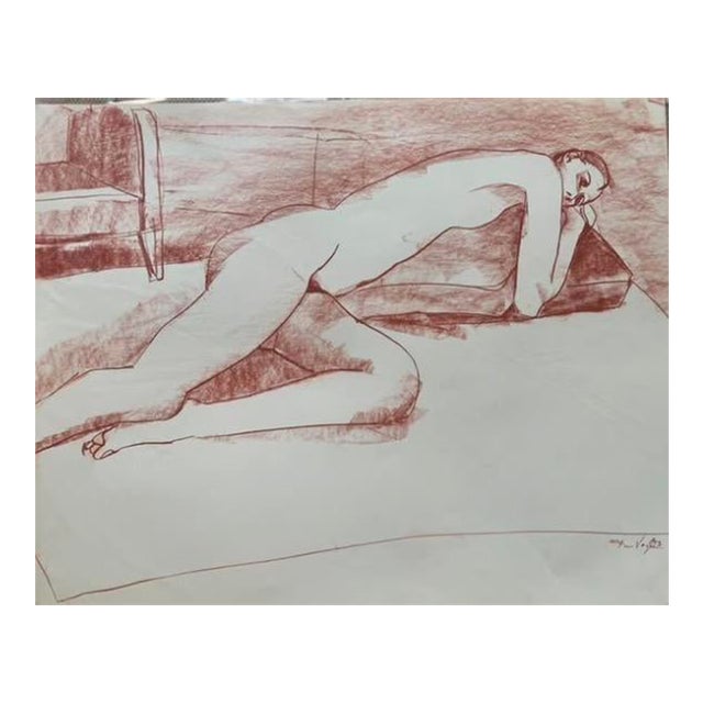 1970s Nude Sketch, Sanguine on Paper by Donald G Vogl For Sale