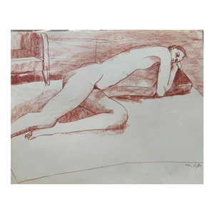 1970s Nude Sketch, Sanguine on Paper by Donald G Vogl