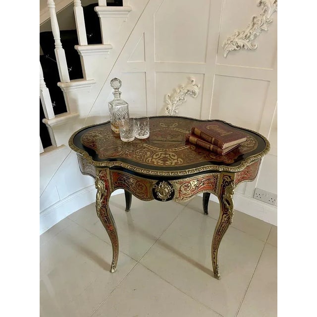 Ancient French Boulle Center Table, 1860s For Sale - Image 3 of 13