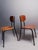 Set of 2 teak wooden chairs from the 1960s Mid-century Scandinavian design Beautiful minimalist industrial design with...