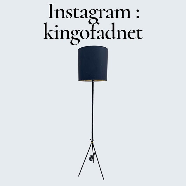 Stitched Leather Floor Lamp from Jacques Adnet, 1950s For Sale - Image 4 of 11