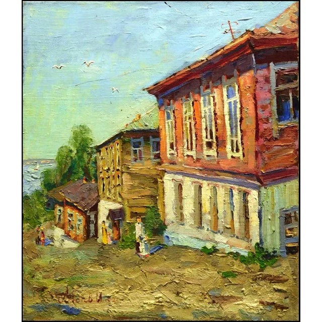 2010s "Red House" Ilja Motov Original Oil Painting on Stretched Canvas For Sale - Image 5 of 5