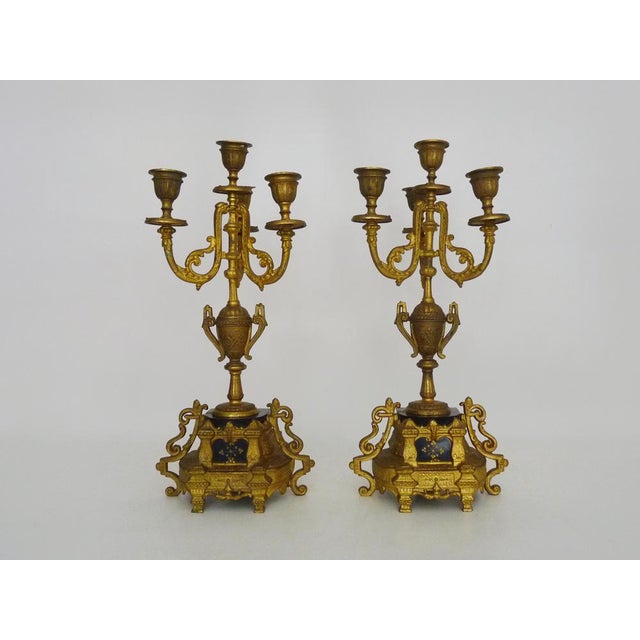 Pair of four-light bronze and marble candelabra in the Napoleon III style. 19th century A very fine pair of four-light...