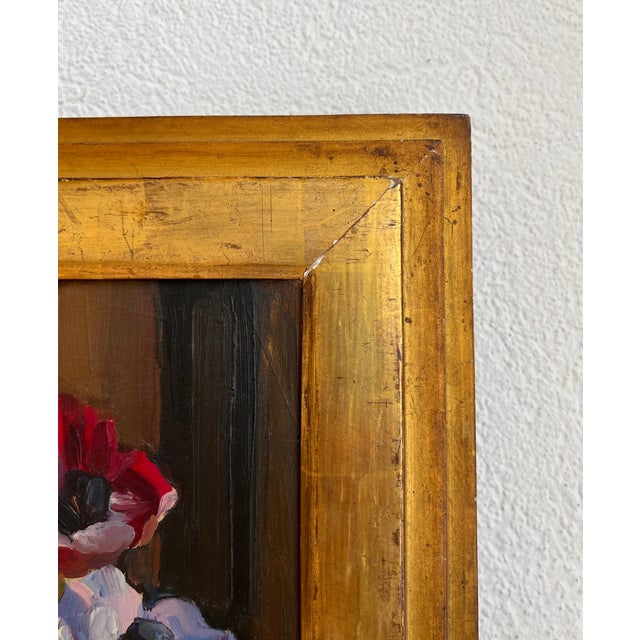 Louis Henri Salzmann, Bouquet de fleur et livre, 1933, Oil on Cardboard, Framed For Sale - Image 7 of 10