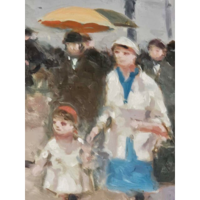André Gisson Signed Original Paris Street Scene With Figures and Carriage Oil on Canvas, Framed For Sale - Image 15 of 16