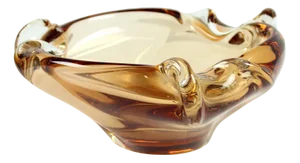 Czechoslovakian Art Glass Amber Bowl by Jan Beranek for Skrdlovice, 1960
