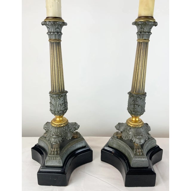 Pair of 18th Century Silver & Gold Candle Pricket Lamps With Custom Shades For Sale - Image 9 of 12