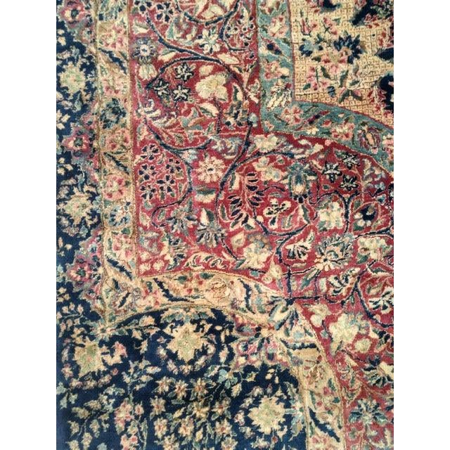 Navy Blue Antique Persian Lavar Kerman , 13' X 16'3 For Sale - Image 8 of 10