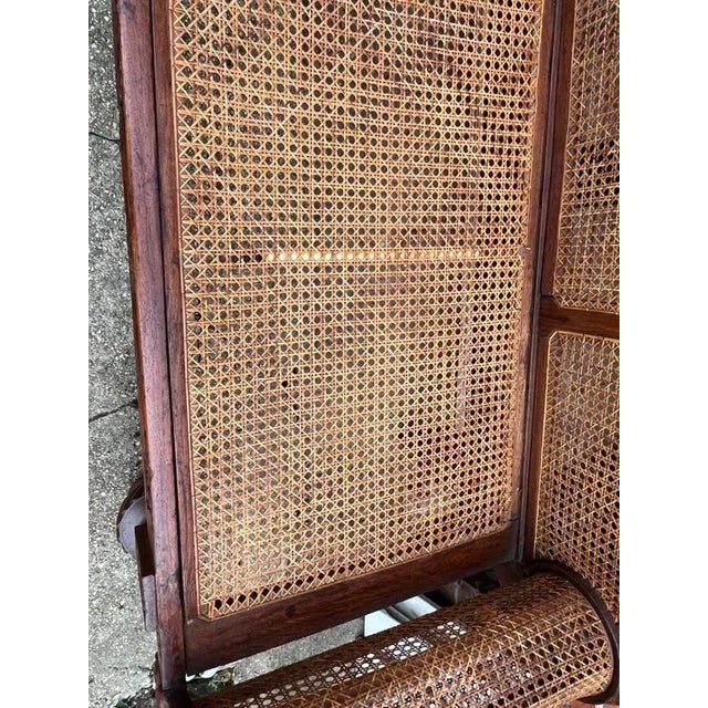 Antique British Anglo Indian Carved Mahogany Cane Seat and Back Settee For Sale - Image 12 of 18