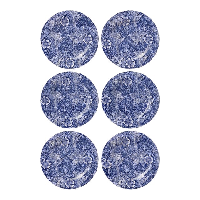 William Morris "Marigold" Blue and White Plates by Goodies - Set of 6 For Sale