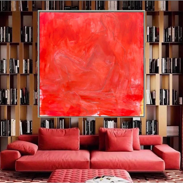 "Woman With Martini" by Trixie Pitts XL Minimalist Abstract Oil Painting For Sale - Image 9 of 12