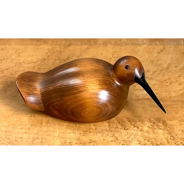 Vintage Carved Wood Bird Sculpture For Sale - Image 4 of 12