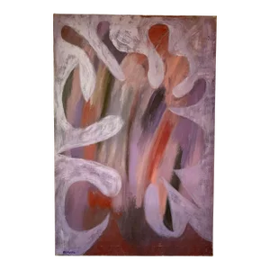 Mid-Century Modern Abstract Oil Painting by Renowned Artist Jacob Semiatin