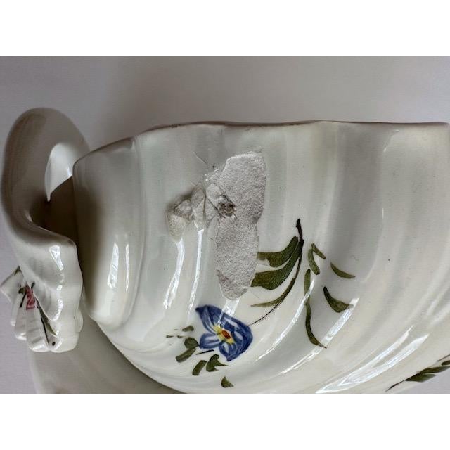 Ceramic Italian Rococo Dolphin Pedestal Dish For Sale - Image 7 of 12