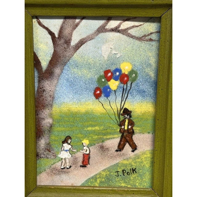 Impressionist 1970s 2 Vintage J. Polk Enamel on Copper Framed Impressionist Paintings For Sale - Image 3 of 8