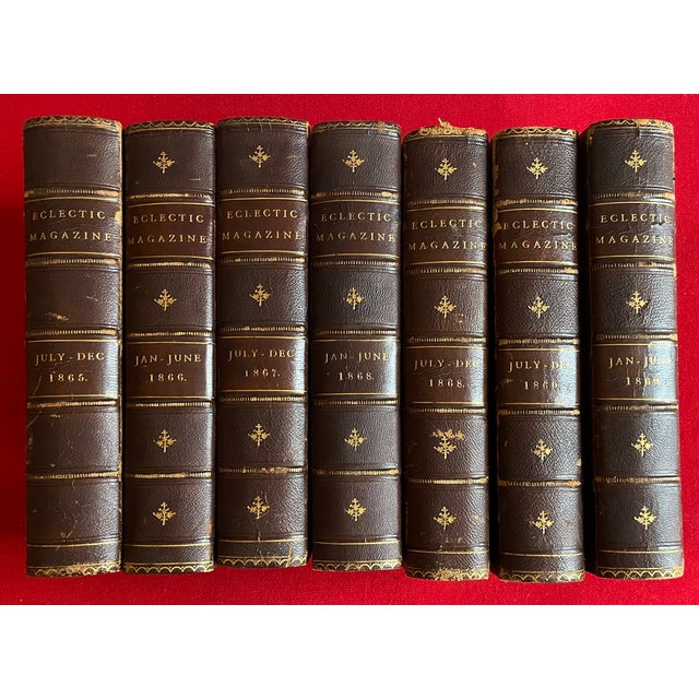 Mid 19th Century Fine Leather Bindings - Civil War Era Books - Eclectic Magazine Published in New York City - 7 Volumes For Sale - Image 5 of 11