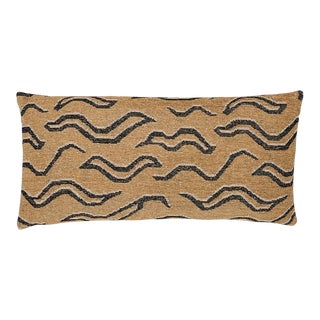 Schumacher Kata 24" Lumbar Pillow in Camel with Black For Sale