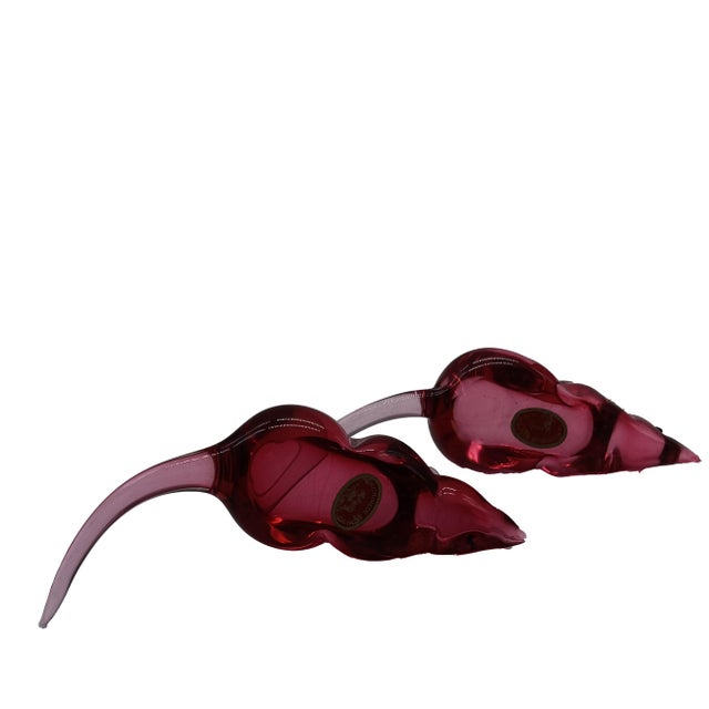 Vintage Italian Pink Murano Glass Mice by Archimede Seguso, 1950s, Set of 2 For Sale - Image 4 of 8