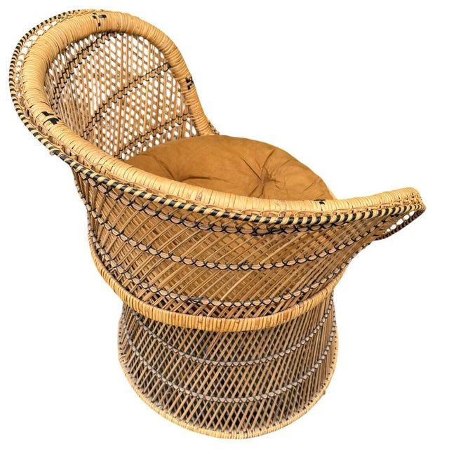 Petite Bohemian Wicker Peacock Chair, 1970s, a Pair For Sale - Image 4 of 9