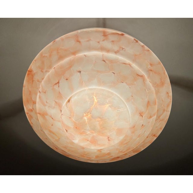 Art Deco Pendant Light in Pink and White Marble Glass, 1930s For Sale - Image 13 of 18