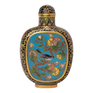 Antique 16k Gold Chinese Qianlong Cloisonne Enamel Snuff Bottle Mark & Period